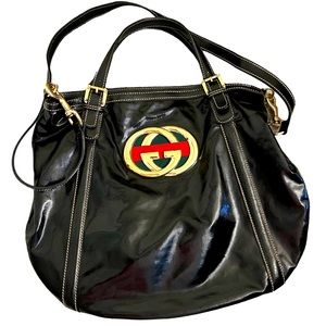 Gucci Black Patent Leather 2way Bag
